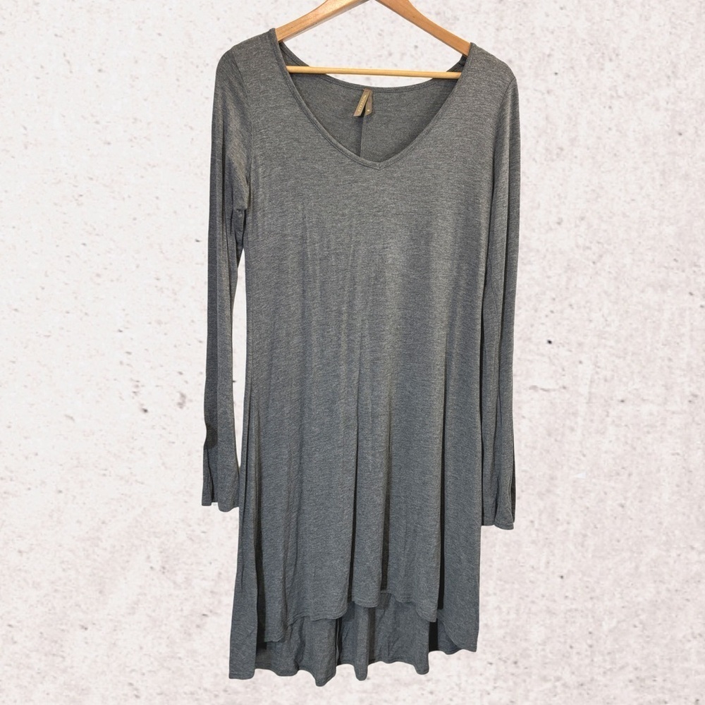 Stetson Gray Long Sleeve Scoop Neck Dress